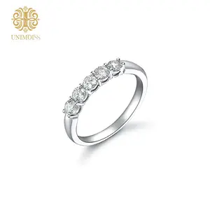 Unimoiss 5-Stone Lab-Created Moissanite Ring in S925 Sterling Silver, featuring a five-row band design. Tarnish-resistant and hypoallergenic, suitable for unisex wear.An ideal gift for daily wear, parties, birthdays, and other special occasions.