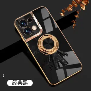 For OPPO Reno8Pro 6D Astronaut Electroplated Ring Stand Phone Case HNTKR-0180