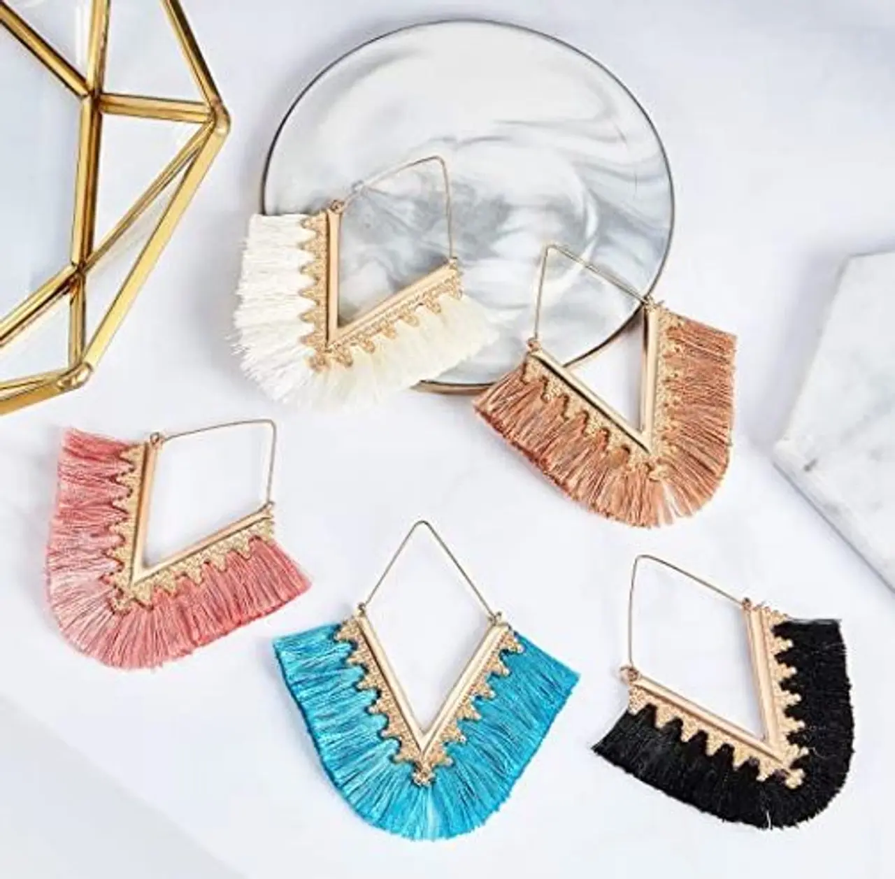 Tassel Bohemian Fringe V Dangle Earrings