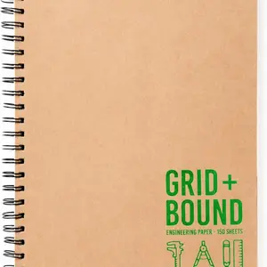 Grid+Bound Engineering Notebook, Spiral-Bound, 8.5" x 11", Green Tint, Margin Front, 5x5 Graph Back, 150 Sheets per Notebook