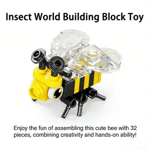Cute Bee Building Blocks Toy, Easy to Assemble Stress Relief Fidget, Cute Desk Decor for Kids Teens & Adults, Block Set