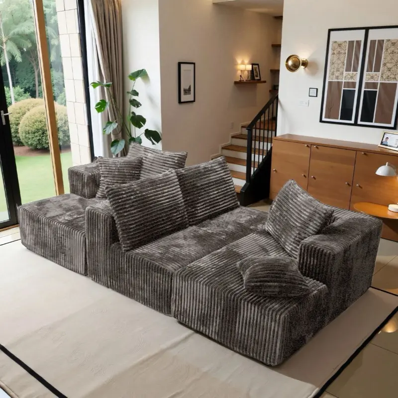 Modern Sectional Sofa W/ Reversible Chaise, L Shaped Couch Set W/ Stora...