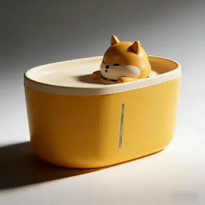 Cat Water Fountain 74oz 2.2L Pet Fountain Automatic Dog Water Dispenser with 6 Extra Carbon Filters Ultra Silent Drinking Fountain with LED Light for Cats Dogs Multiple Pets Yellow Dispenser Bowl