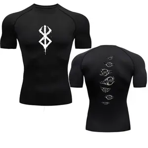 Anime Berserk Guts Men's Compression Shirt Fitness Sport Running Tight Gym TShirts Athletic Quick Dry Tops Tee Compression Shirt