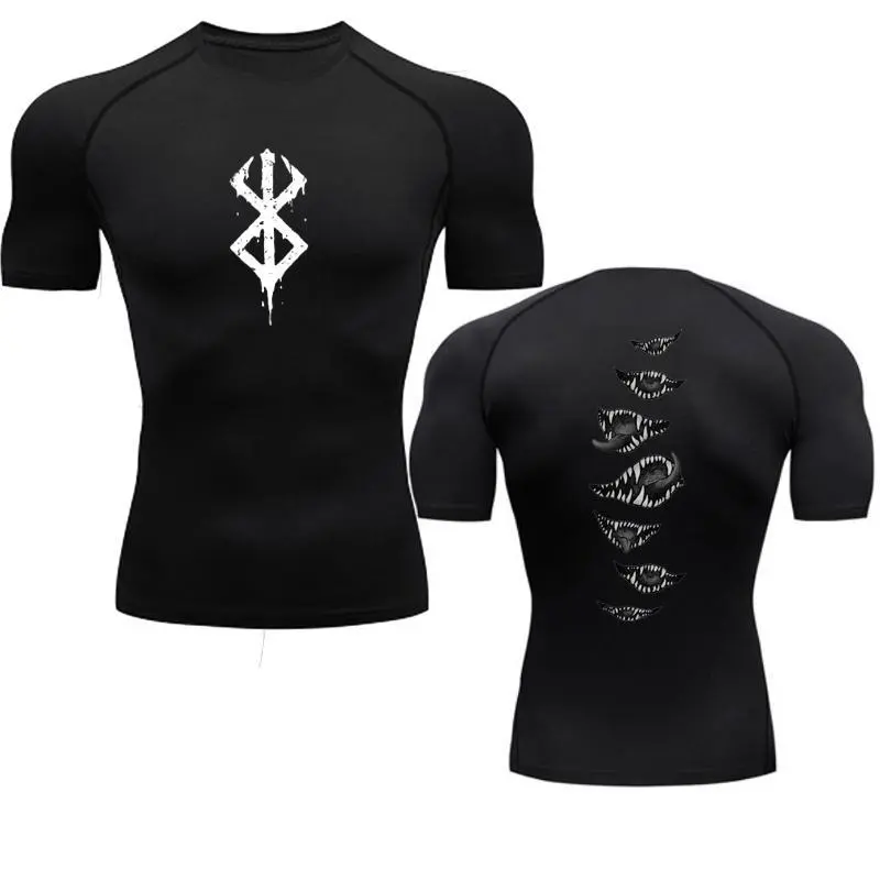 Anime Berserk Guts Men's Compression Shirt Fitness Sport Running Tight Gym TShirts Athletic Quick Dry Tops Tee Compression Shirt