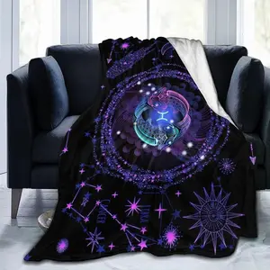 Pisces Throw Blanket Flannel Constellations Blanket Warm & Soft 12 Horoscope Astrology Throw Blankets Constellation Theme HomeThanksgiving Children's Day holiday gifts for family members