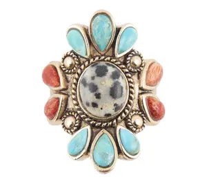 Barse Artisan Crafted Bronze Multi-Gemstone Cocktail Ring
