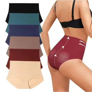 (6PC)Women's Seamless High-Waist Shapewear Panty, Invisible Hip-Lift Abdomen Compression Slim Briefs, Breathable Soft Skin-Friendly Stretch Minimalist Underwear, Fits S-XXL Plus Size, 4/6-Piece Daily Wear Set (Pairs with Jeans)