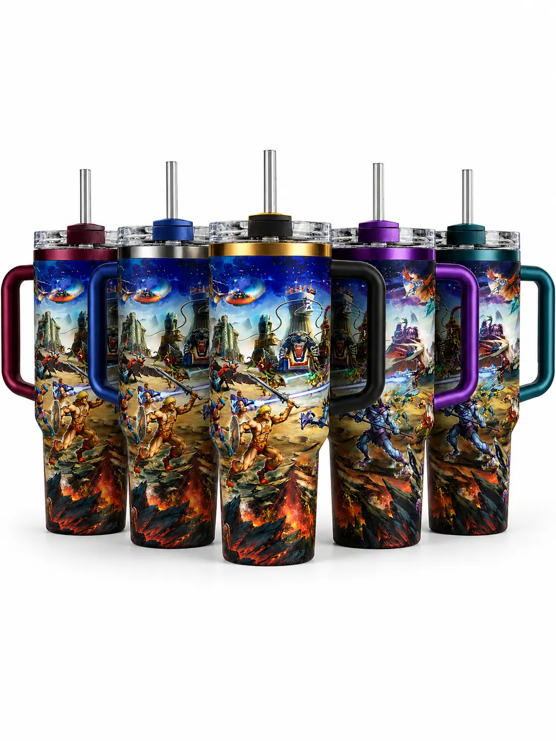 Fantasy Warrior Battle Tumbler with Handle and Straw