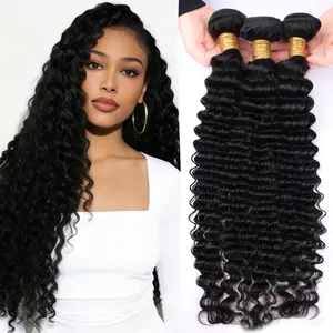 Msgem Hair Deep Wave Hair Weave 100% Human Hair Bundles 12A Deep Wave Remy Hair 12-32 Inch 1 Pcs Lot Weave Extensions No Chemical #SummerVibes