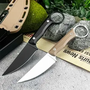 Outdoor Durable Straight Knife Set with Sheath, Tactical Knives, 8cr13mov Blade, Nylon Fiber Handle, Ideal for Camping Fishing Hiking Multi-Scene Use, Stainless Steel Knives