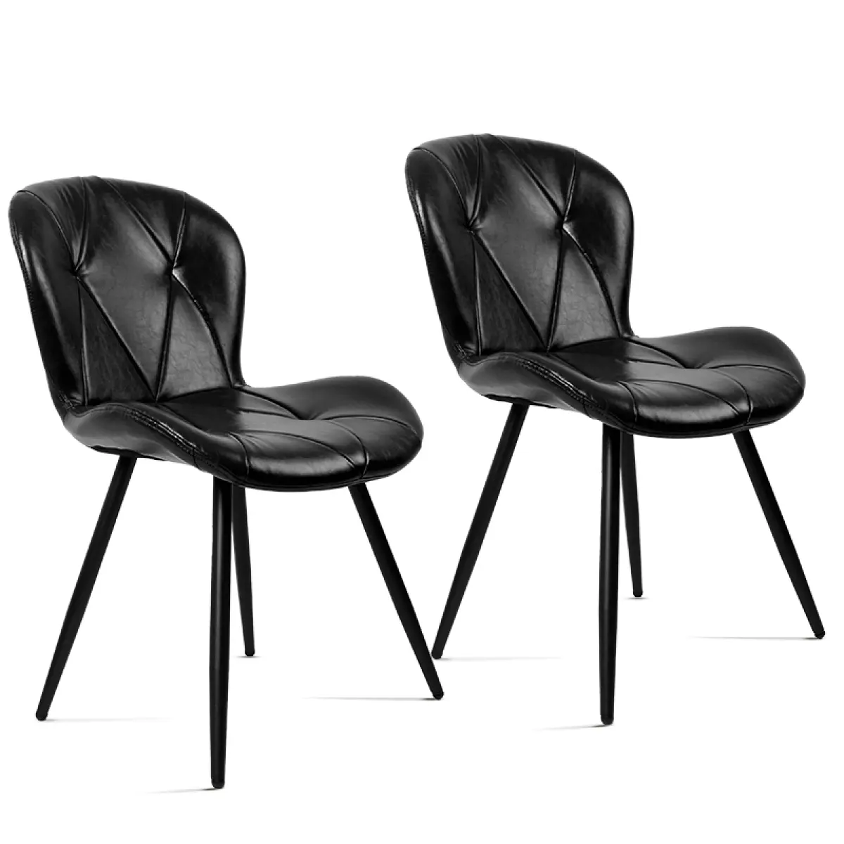 Glam Armless Durable Dining Chairs (Set of 2) - PU Leather & Microfibre Upholstered, Metal Legs, Thick Cushion, Ergonomic Fixed Back, Easy Maintenance, Pre-Assembled Indoor Kitchen Furniture, Wingback Chair Design Element, Effortless Maintenance
