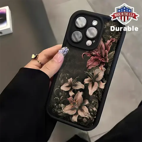 Decadent Lily Pattern Smartphone Casing Cover for iPhone 11/12/13/14/15/16 Series (Pro, Pro Max, Plus, Mini) - TPU Shockproof, Stain-Resistant Protective Soft Case for Men & Women, Mobile Phone Accessories for Enhanced Protection