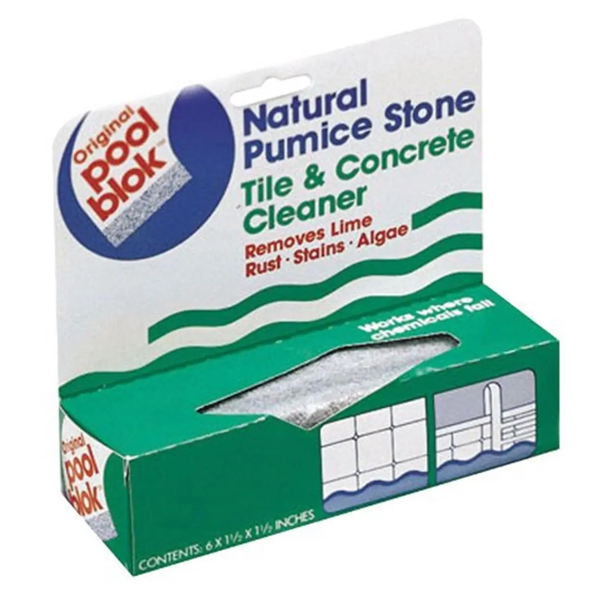 212 MAIN U.S. PB-80 6oz Pumice Block - Abrasive Scrub, Swimming Pool Cleaner, Tile Stain Remover (Carded Pack)