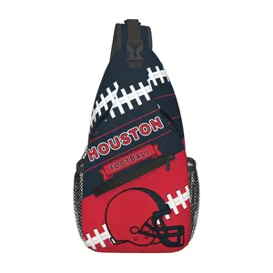 Large Crossbody Backpack with Houston Football, Polyester Bag, Adjustable Strap & Zipper Closure - Sports Backpack for Travel, Hiking, Cycling, Football Fans - Unisex Chest Pack for Men, Women, Teens - Houston Texas Football Gothic Bat Messenger