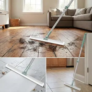 Magic Broom Sweeper Silicone Air Broom with Adjustable Long Handle for Efficient Cleaning of Floors Bathrooms Kitchens Windows Glass Water Pet Hair