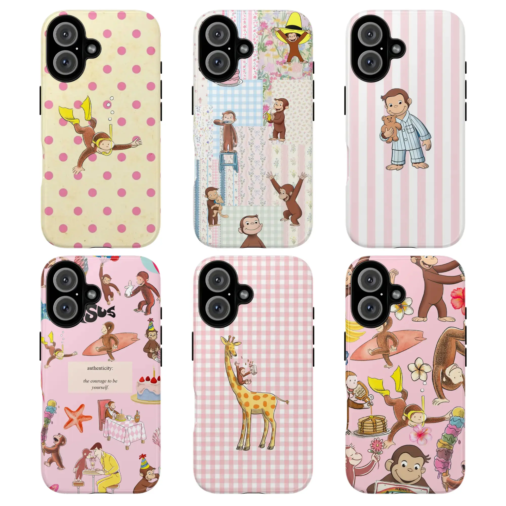 Curious George Diving Monkey Glossy Phone Case for iPhone 17 Pro Max / 16 Pro Max / 15 Pro Max / 14 Pro Max / 13 Pro Max / Galaxy S26 Ultra / S25 Ultra / S24 Ultra / S23 Ultra / S22 Ultra