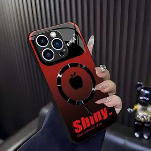 “Shiny” edgy quote MagSafe case streetwear ombre gradient magnetic cover for iPhone 14 Pro — 975