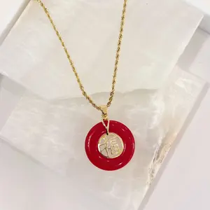 GOOD FORTUNE 30MM RED JADE necklace