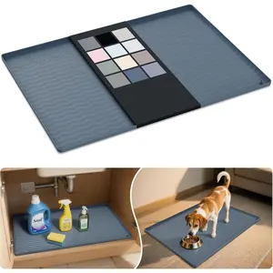 Waterproof Silicone Under Sink Mat 31'' x 22'' Shelf Liner for Kitchen and Bathroom, Cabinet and Counter Protector, Storage and Organizers, Litter Mat, Pet Cat Puppy Essentials(Dark Grey)