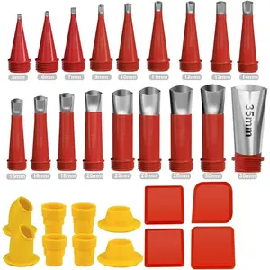 30 Pieces Caulk Finisher Kit Caulking Nozzle Tips Stainless Steel with Connection Bases Replacement