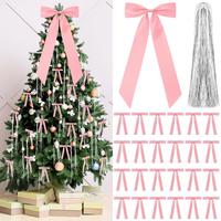 24 Pcs - Pink Bows & Tinsel Set