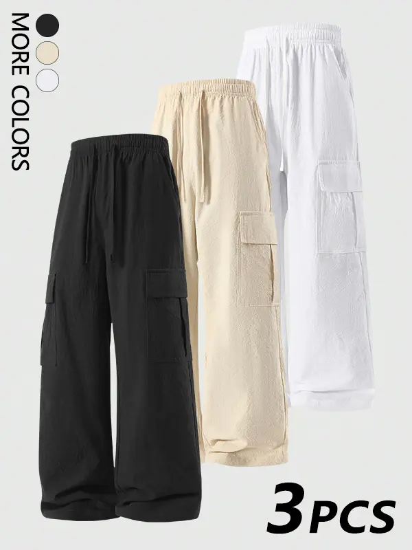 Men's Cargo Pants with Pockets Cotton Hiking Sweatpants Casual Athletic Jogger Sports Outdoor Trousers Relaxed Fit Casual Loose‑fit Cotton Pants