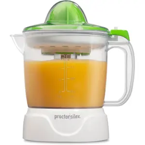 Electric Citrus Juicer with 34oz Large Capacity Pitcher, Pressure-Activated Operation, 2 Reamers for Different Fruit Sizes, Adjustable Pulp Control, Auto-Reverse, Detachable & Dishwasher-Safe Parts for Orange, Lemon Juicing