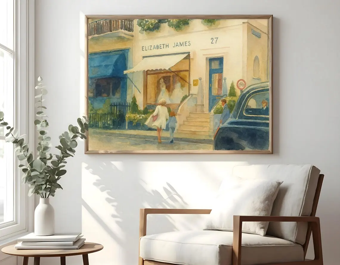 Elizabeth James Bridal Shop Poster – The Parent Trap Wall Art, Vintage Movie Scene Poster, Iconic Film Location Poster, Fashion Boutique Aesthetic Decor, Retro Cinema Poster