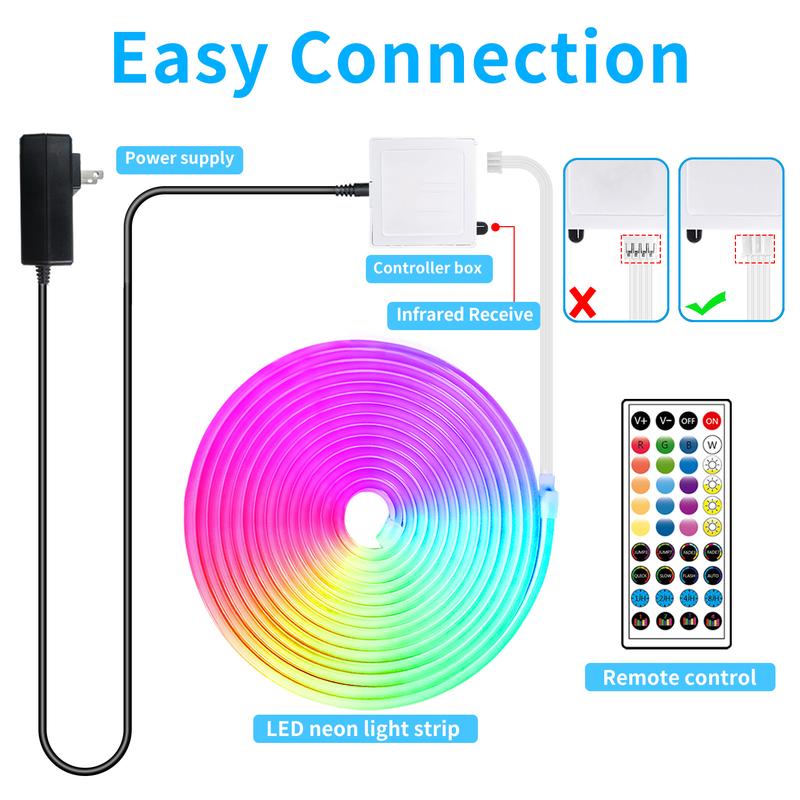 Neon Rope Lights,Flexible Led Rope Lights Control with App/Remote,Multiple Modes Rope Lights,IP65 Outdoor RGB Led Neon Lights Waterproof,Music Sync Gaming Led Neon Light Strip for Bedroom Decor