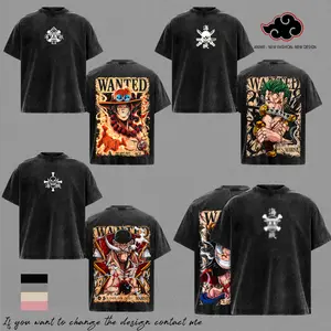 [COLLECTION] ACE, Zoro, Whitebeard, Straw Hat  Wanted Posters OP Anime T-Shirt Vintage Acid Wash Oversized Graphic Tee Straw Hat Pirates Streetwear Gift