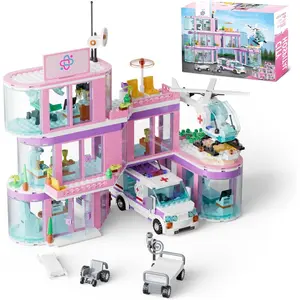 City Hospital Building Set, Ambulance Wheelchair Toy Set with Hospital Bed, Birthday Gift, Suitable for Boys and Girls Aged 6 and Above - Compatible with Lego, Suitable for Girls Aged 8-12