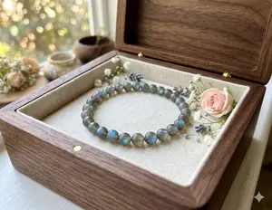 Natural Labradorite 4mm Round Bead Stretch Bracelet Flashy Crystal Healing Spiritual Jewelry