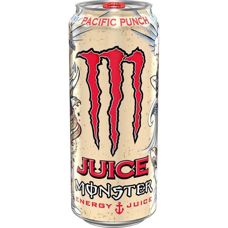 Energy Juice Monster Pacific Punch, Energy Drink, 16 Ounce (Pack of 15)