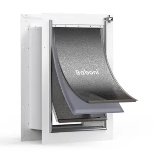 Baboni Pet Door for Wall,3-Flap,Steel Frame and Telescoping Tunnel, Aluminum Lock, Double Flap Dog Door and Cat Door, Strong and Durable (Pets Up to 100 Lb) -Large