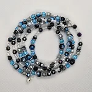 Waistbeads-Barrel Clasp-Colorway-Blue Pearl 39 Inches High-Quality Beads for Casual & Formal Occasions