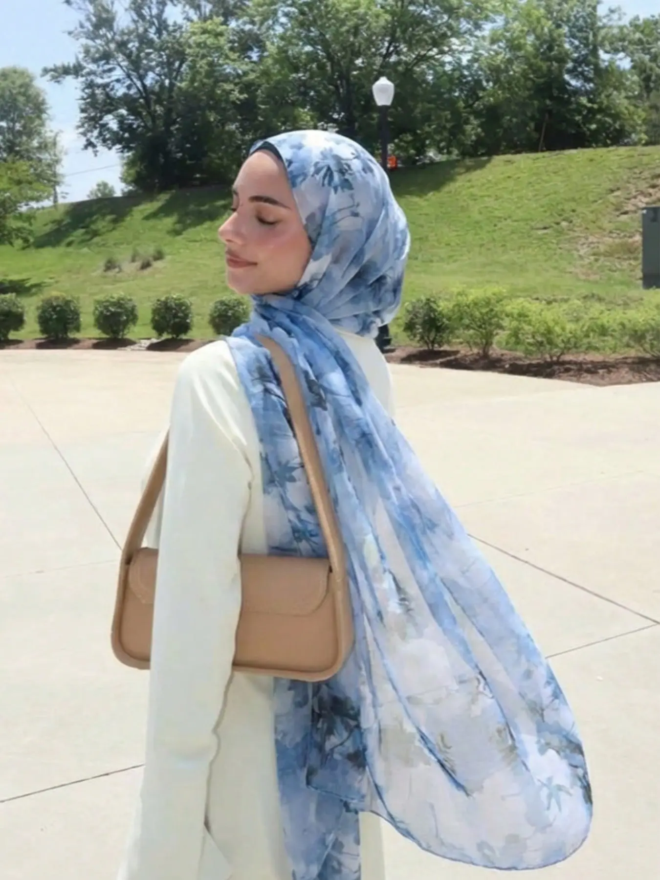 Women's Cute Print Turban Hijab Scarf For Muslim, Comfortable Breathable Cotton Linen Material, Daily Wear Head Scarves Headwear Accessory for Women