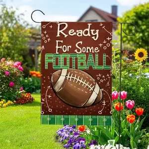 Football linen garden flag 12x18 double sided outdoor sports decor backyard game party friends tailgate team spirit man cave college dorm gift