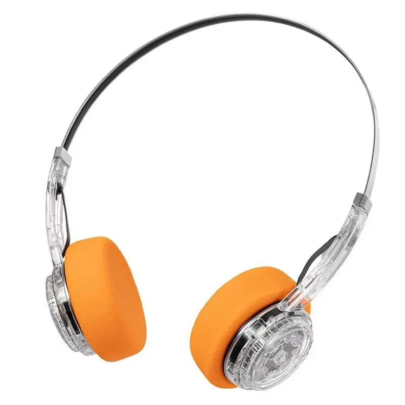 Original On-Ear Freestyle Retro Transparent Headband Bluetooth Headset Long Battery Life Rotate To Adjust Volume Switch Songs Flexible Wireless Headphones HIFI Earphones Gifts Wireless Bt Headset
