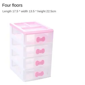 1Pc 4 Layer Drawer Storage Organizer, 6.89 x 5.31 x 8.86 Inch Small Plastic Drawer Desk Drawer for Bathroom, Dorm, Desk, Office