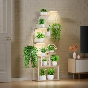 Plant Stand with Grow Lights, 63" Modern Plant Shelf, 9 Tier Corner Plant Holder Rack, Large Flower Display Shelves for Room, Office, Home Decor Decorative Pot summerwins