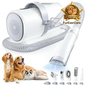 Edx Dog Grooming Kit, 2.5L Pet Hair Grooming Vacuum, 5-In-1 Electric Clippers Cleaning Sets for Dog/Cat/Other Animals, White edx