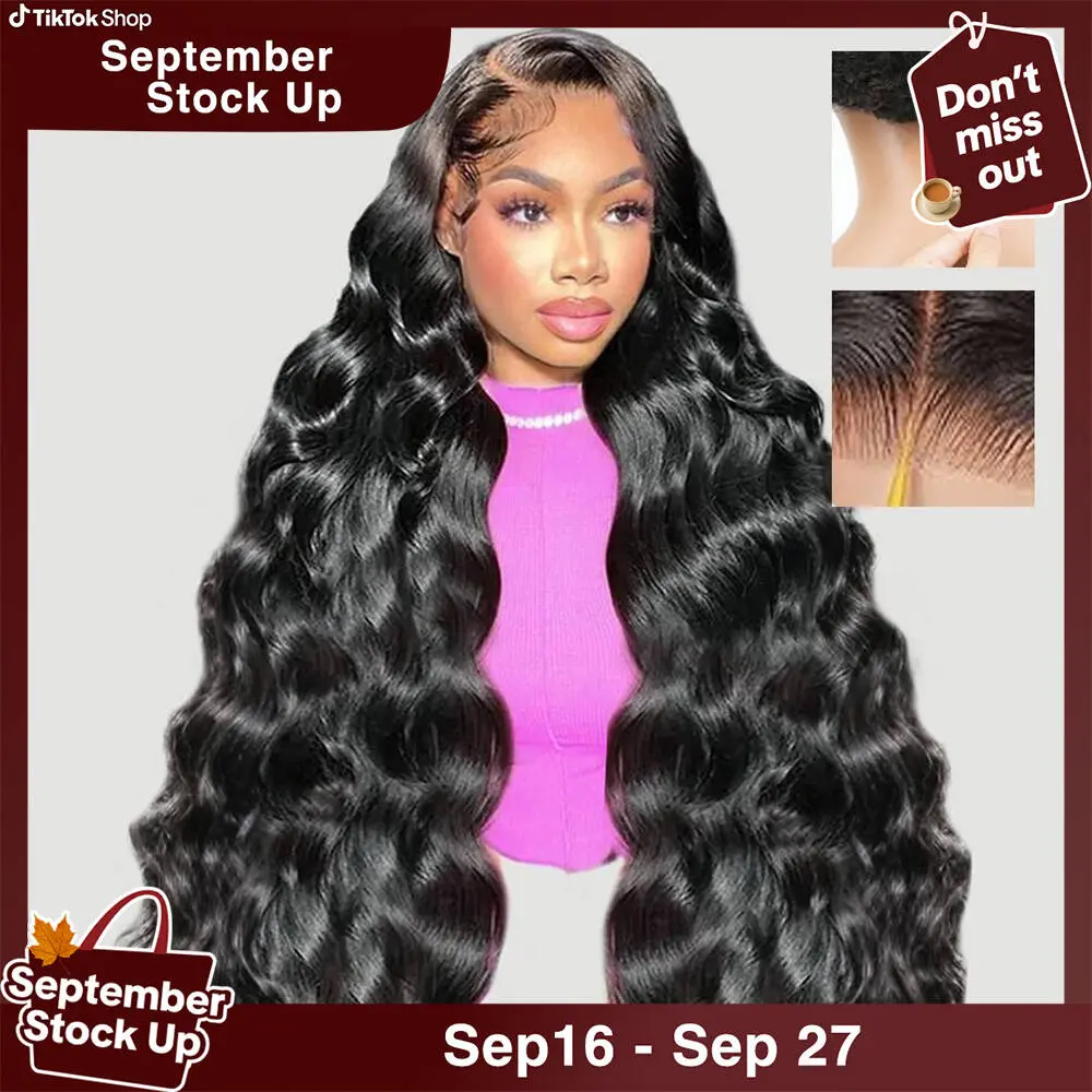 Mihugass Glueless Human Hair Wig, 7x6 Lace Closure, Natural Black, Adjustable Drawstring, Pre-Plucked Hairline, Pre-Cut Lace