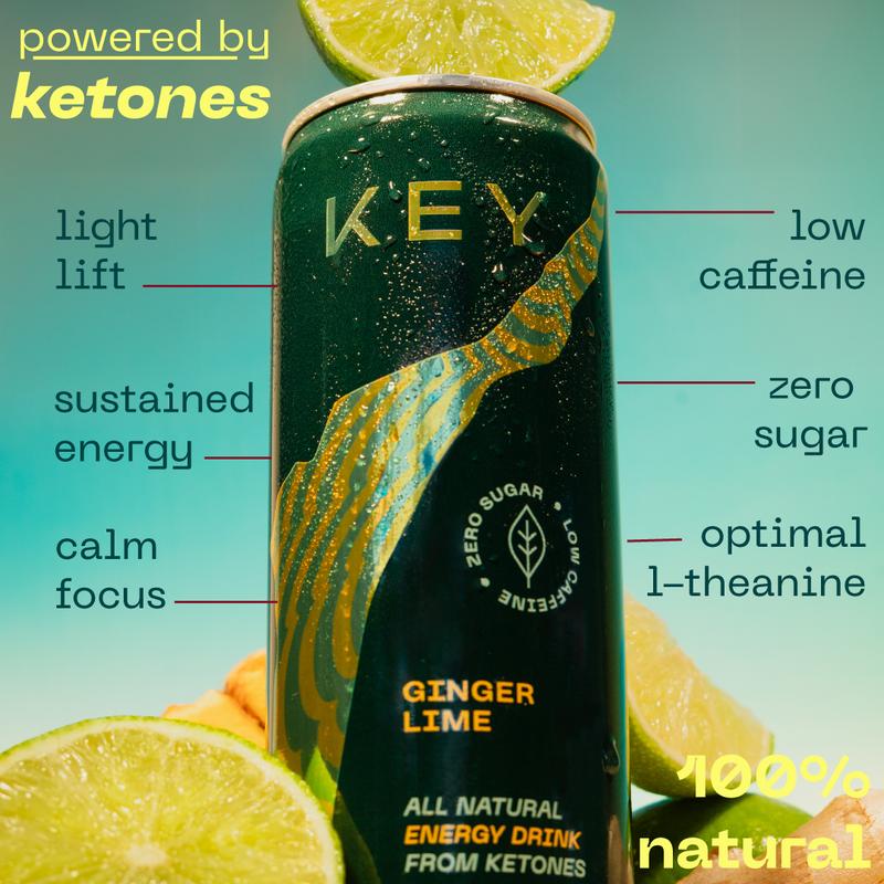 KEY Clean Energy Ketone Drink - All Natural, Sugar Free, Mental Focus, Low Caffeine