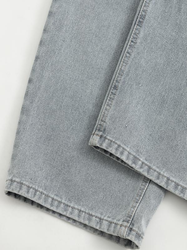 Customized Black Denim Pants Men's Wide-Leg Jeans Loose Casual Streetwear Trousers