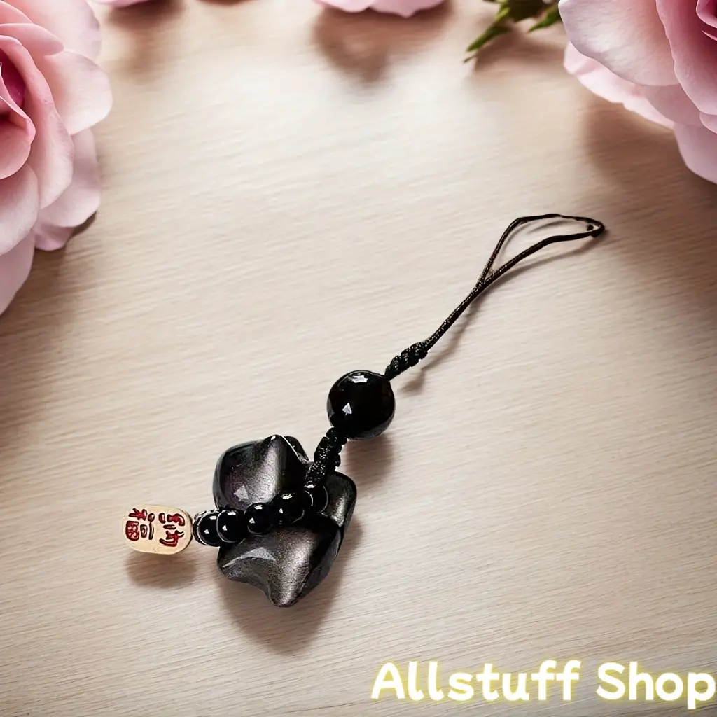 1pc Cute Obsidian Fortune Cat Phone Rope Black Cat Lucky Cat Pendant Home Decoration Fortune Chain Pendant Bag Car Accessories Phone Chain Accessories