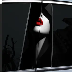 2-Piece, artistic red lip motif themed B-pillar car decal, durable vinyl, semi-matte, easy to attach - perfect for glass and metal surfaces, - as well as decorative laptops - helmets - motorcycles, Decoration For Motorcycles, Sticker For Cars