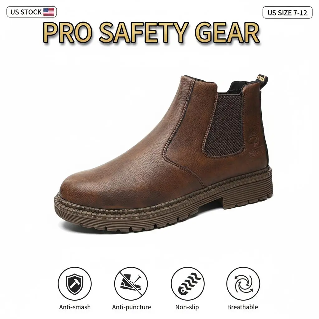 Breathable Safety Shoes Unisex, Waterproof Work Shoes with Anti Slip Grip, Smash Protection and Puncture Proof Midsole for Gardening, Farm Work and Landscaping