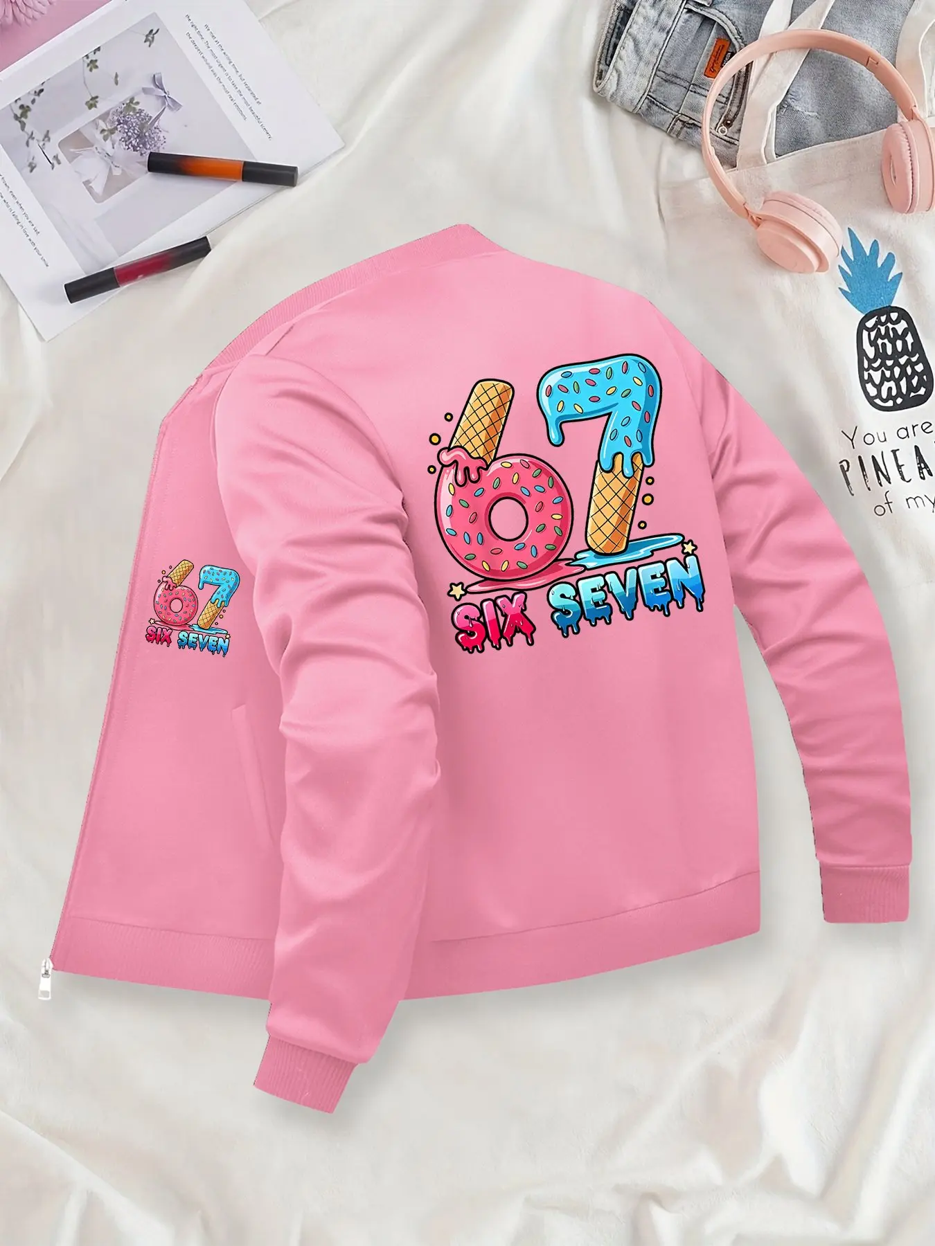 Trendy Fun Cartoon Digital Printed Baseball Jacket: Unisex Daily Casual Fashion Outerwear, Zipper Design, Retro Style, Ultra-Comfortable Fit, Must-Have for Casual Outfits