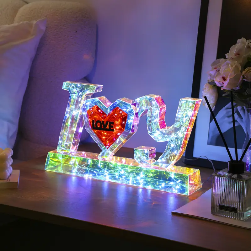 Pink Heart Shape Plastic USB-Powered LED Mood Light - USB Easy Setup, Colorful, Elegant Gift Box Packaging, Ideal for Her Valentine’s/Birthday Decor, Home Improvement Novelty Lighting